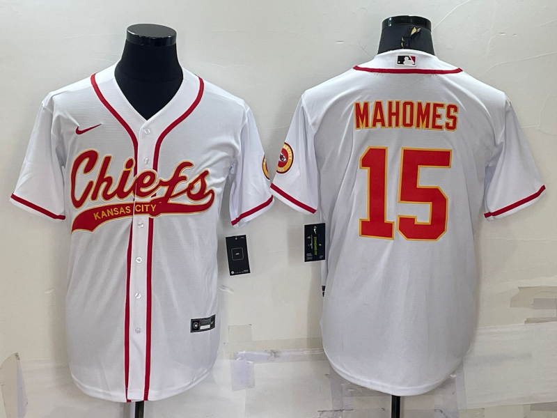 Men's Kansas City Chiefs Patrick Mahomes #15 White Jersey Joint Edition